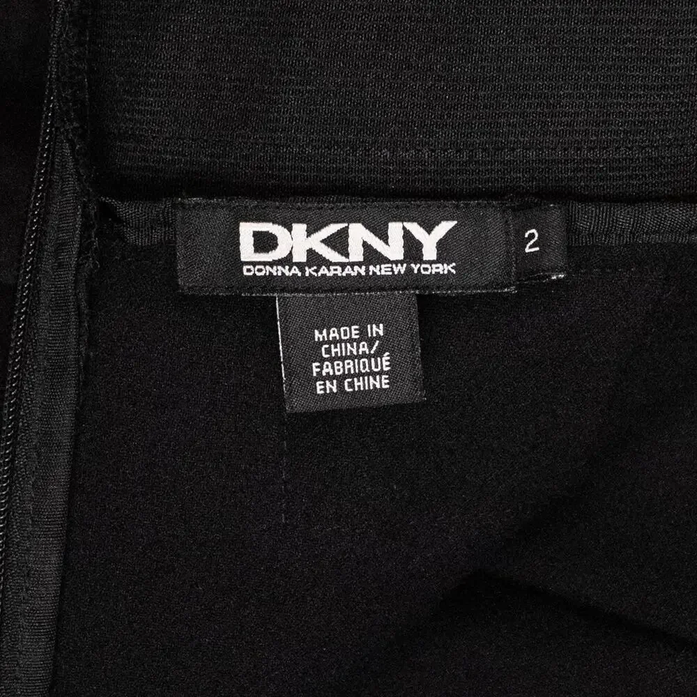DKNY Sheer Black Silk Over Beaded Wool Skirt Size 2 Artsy Elegant Event Whimsy
